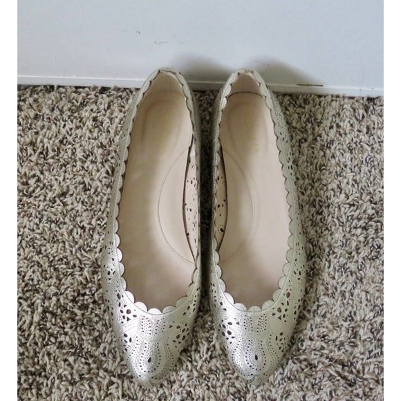 Cole Haan Callie Scalloped Ballet Flats - Gold - 8.5 - Picture 2 of 5